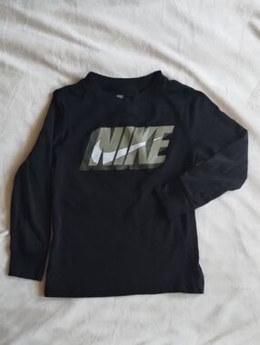 Nike Black Long-Sleeve Tee with Camouflage Logo